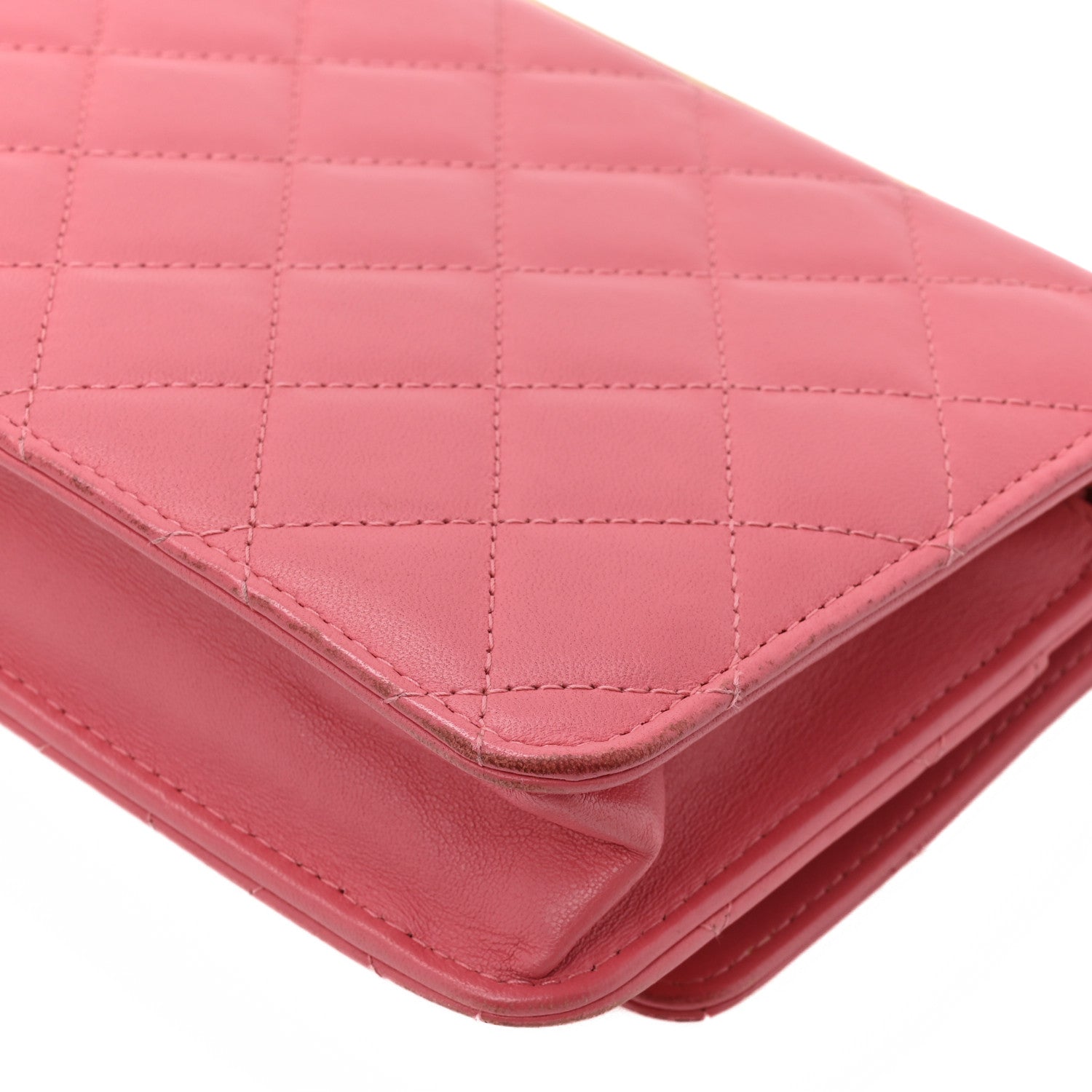 Chanel Lambskin Quilted Trendy CC Wallet On Chain WOC Bright Pink