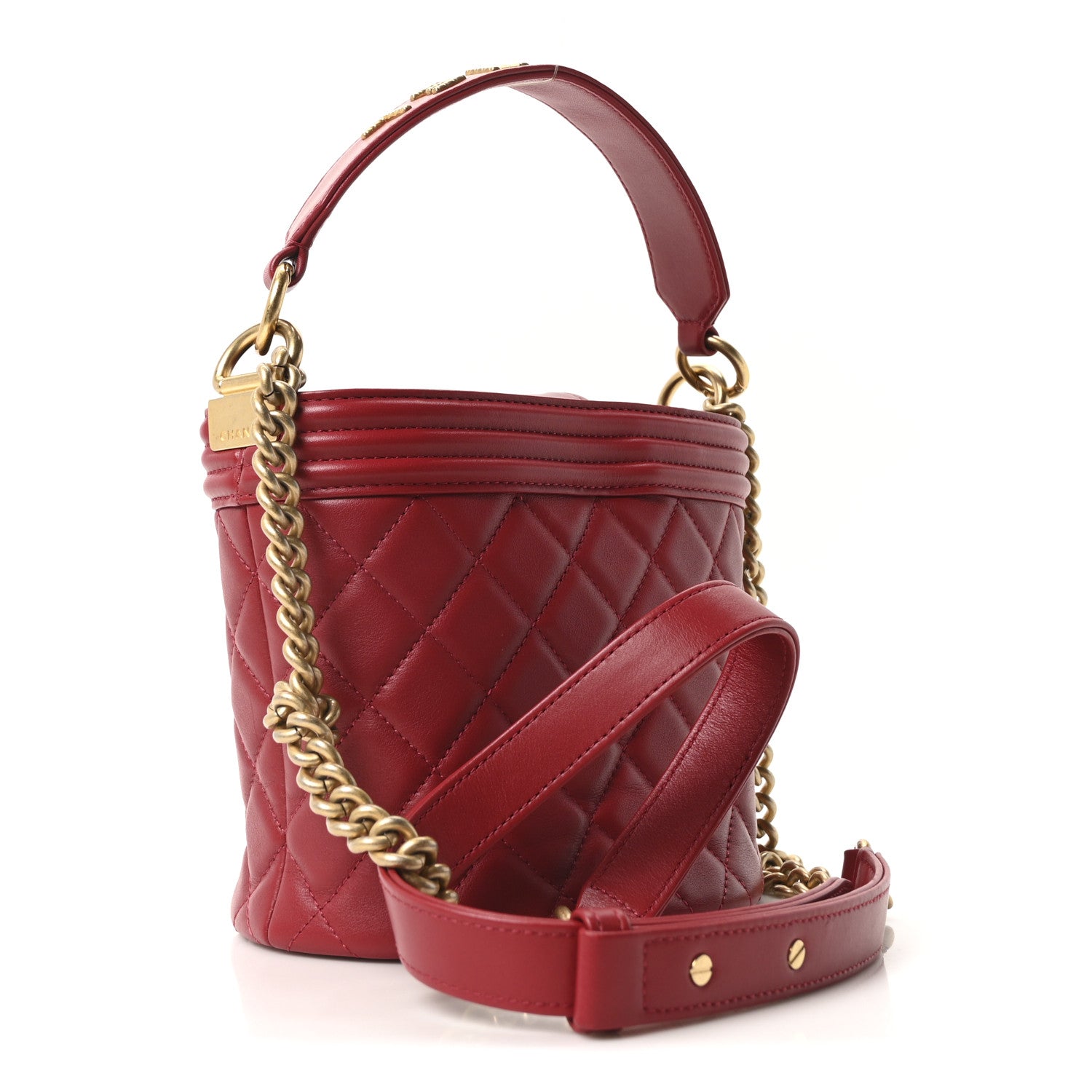 Chanel Calfskin Quilted Boy Bucket Bag Red