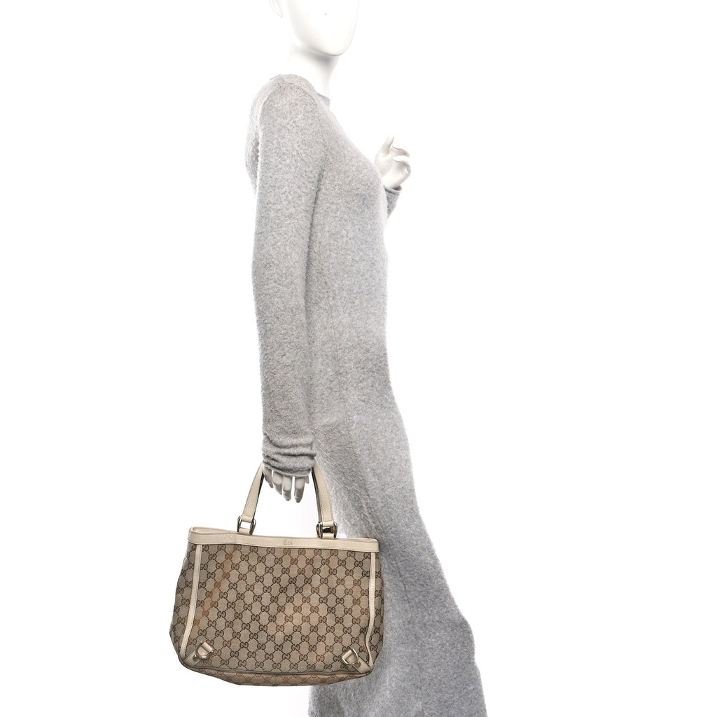 Gucci Monogram Medium Abbey Tote White