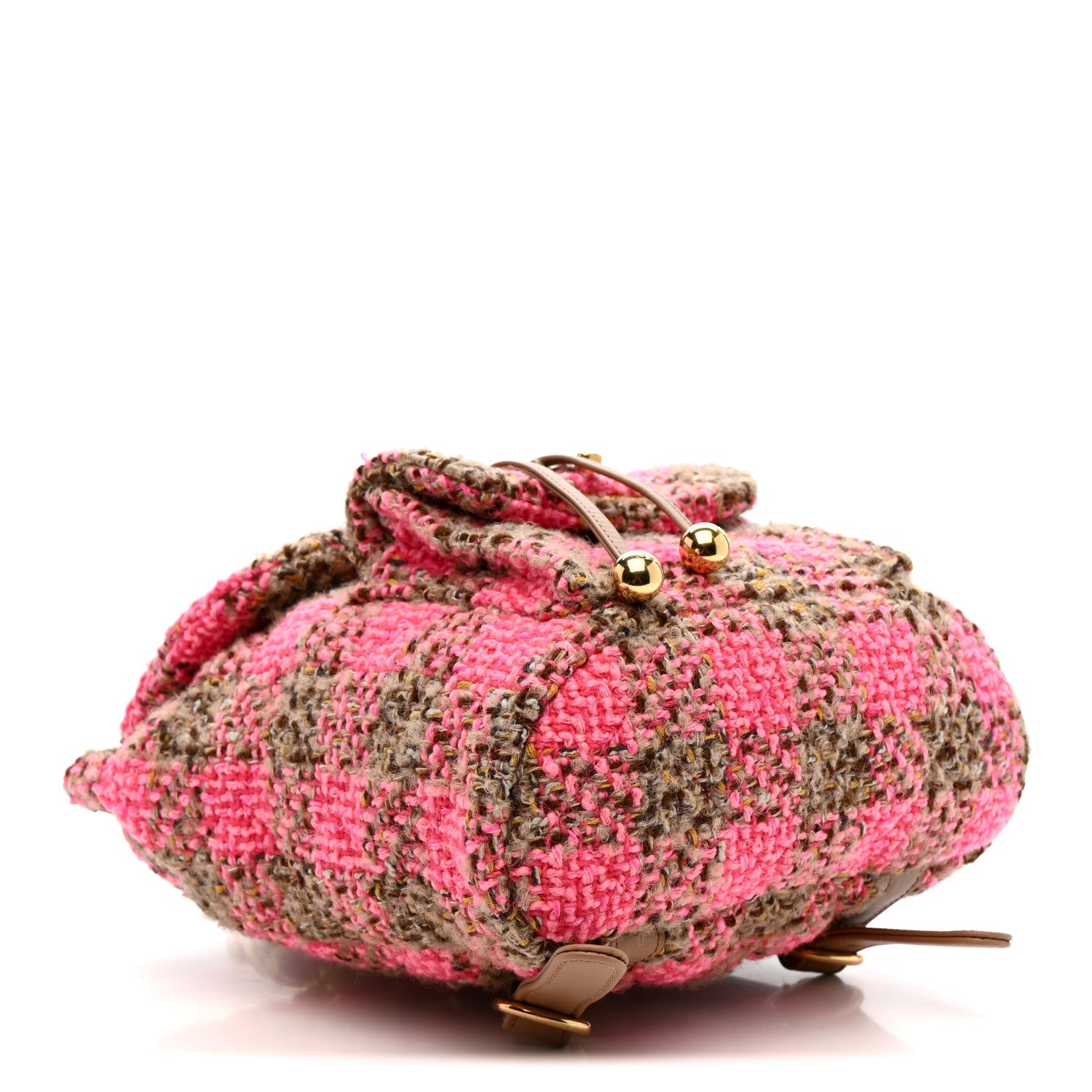 Chanel Wool Tweed Elegant Backpack Pink Brown