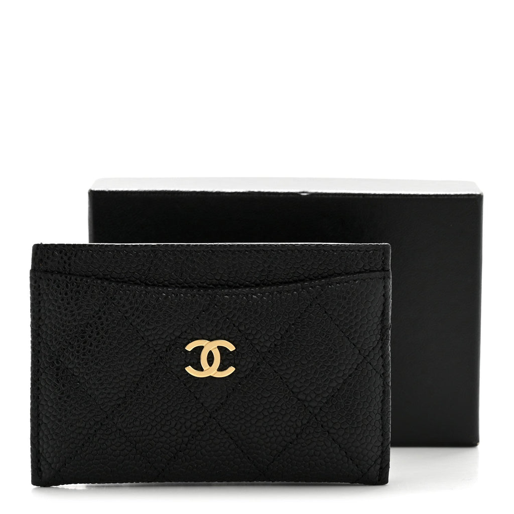 Caviar Quilted Card Holder Black