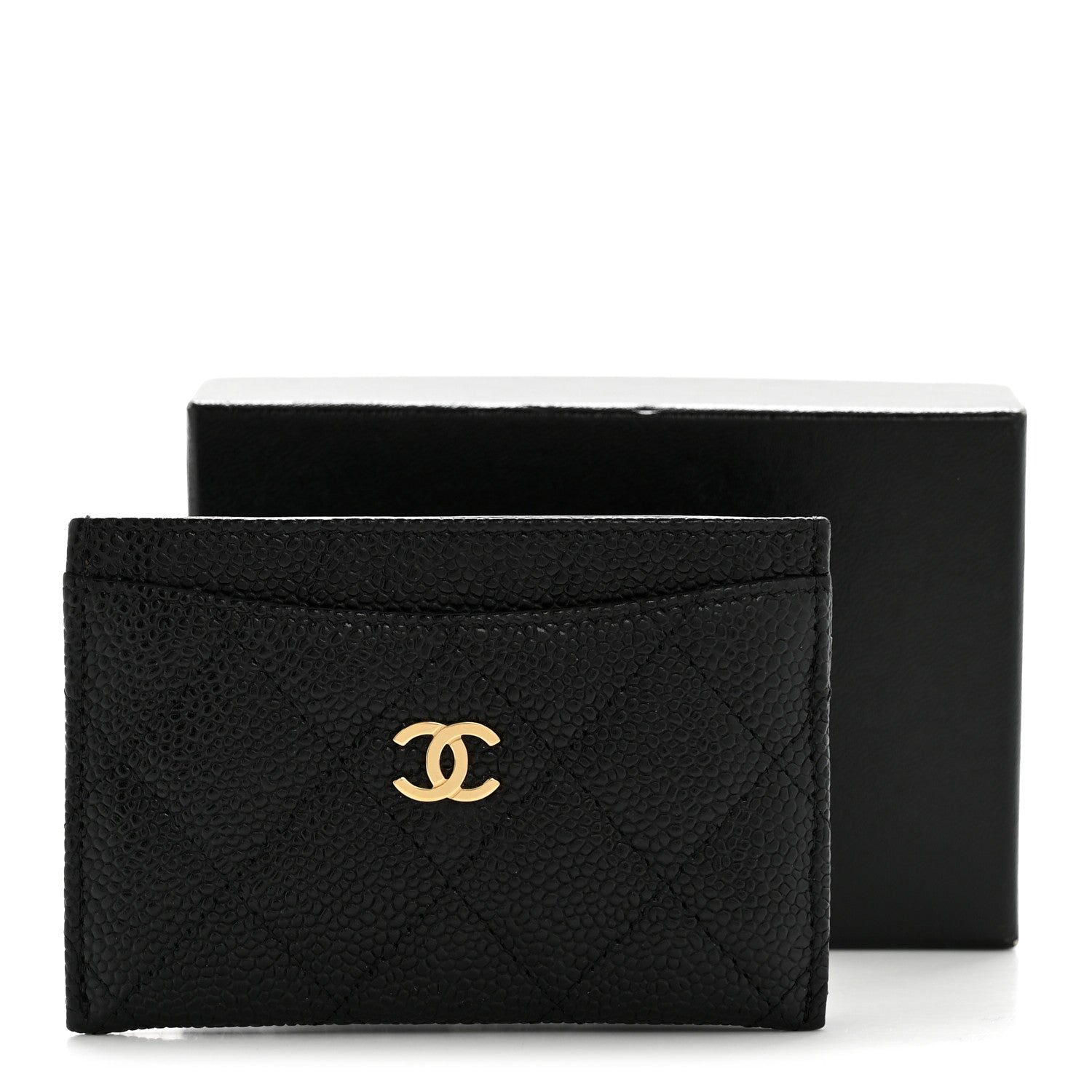 Caviar Quilted Card Holder Black