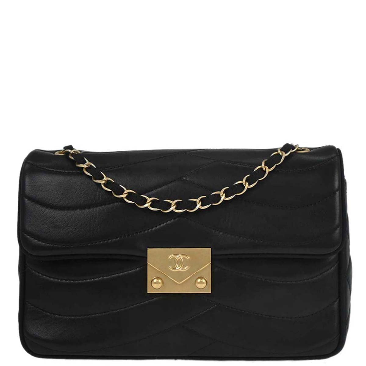 Chanel 2015-2016 Black Lambskin Medium Pagoda Flap Shoulder Bag