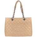 Chanel Beige Caviar Skin Grand Shopping Tote GST Chain Handbag