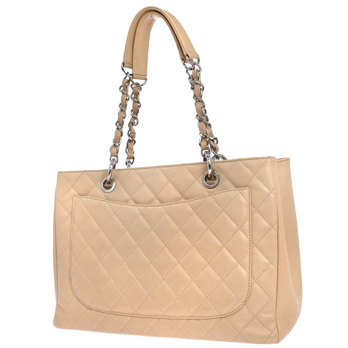 Chanel Beige Caviar Skin Grand Shopping Tote GST Chain Handbag