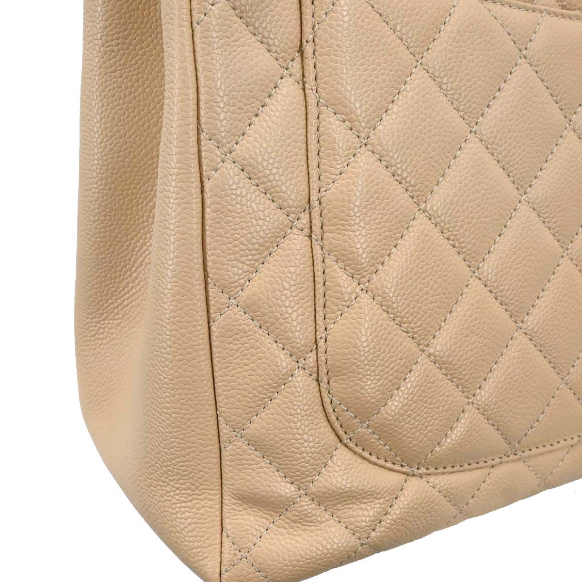 Chanel Beige Caviar Skin Grand Shopping Tote GST Chain Handbag