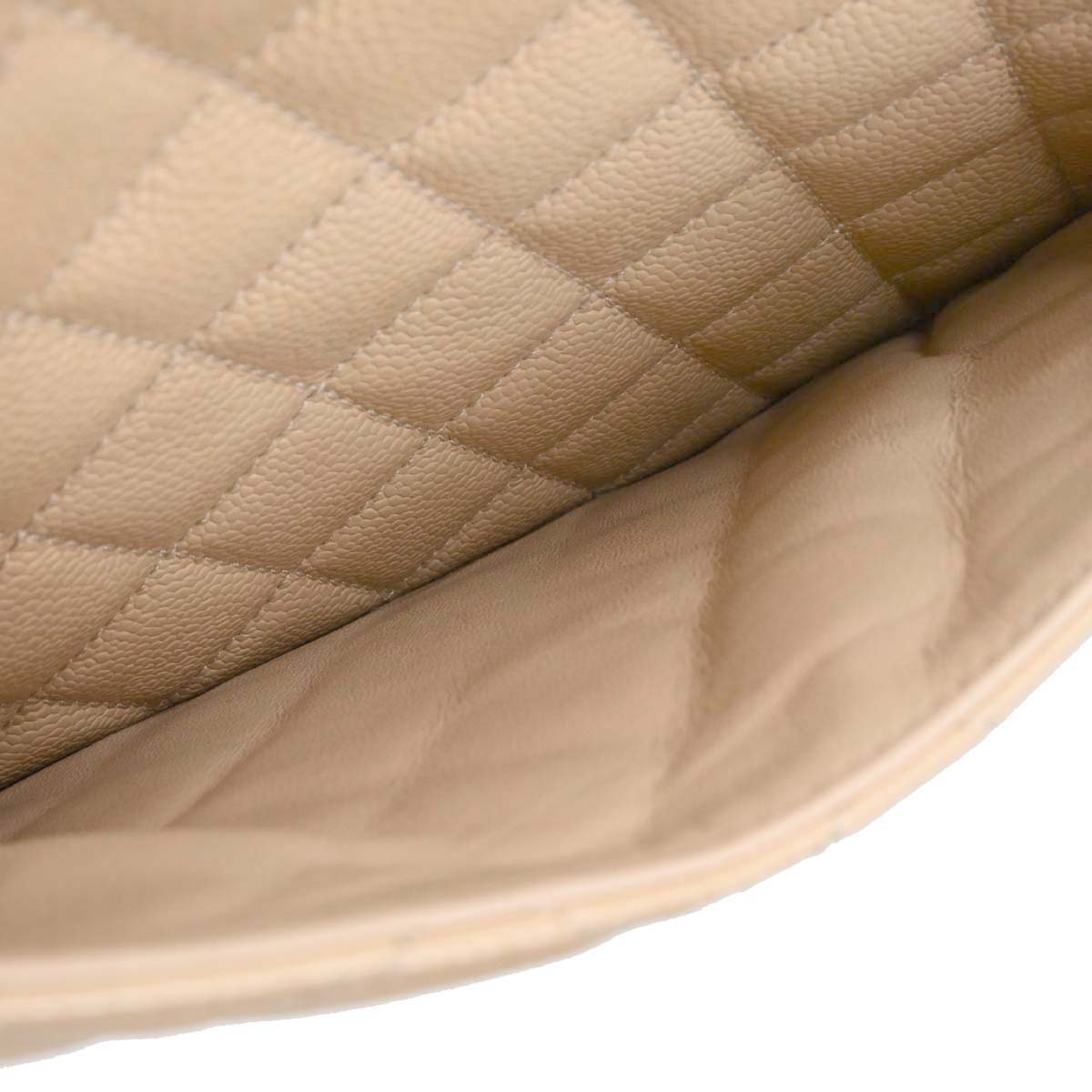 Chanel Beige Caviar Skin Grand Shopping Tote GST Chain Handbag