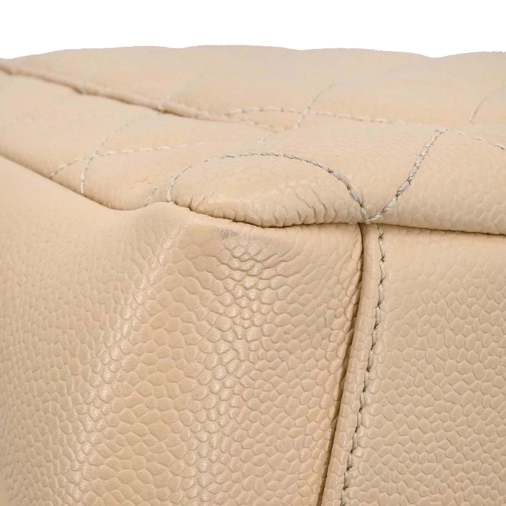 Chanel Beige Caviar Skin Grand Shopping Tote GST Chain Handbag