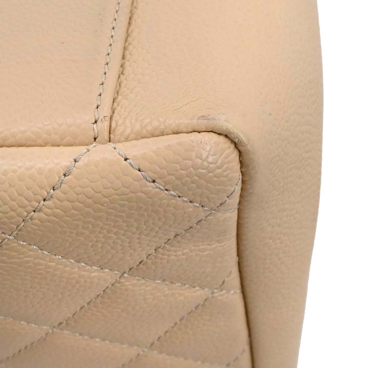 Chanel Beige Caviar Skin Grand Shopping Tote GST Chain Handbag