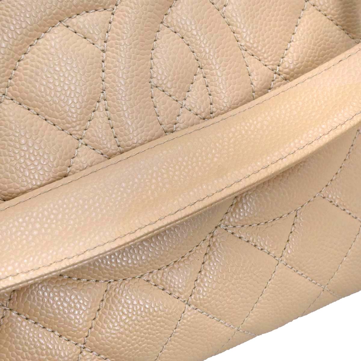Chanel Beige Caviar Skin Grand Shopping Tote GST Chain Handbag