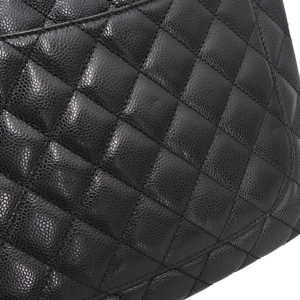 Chanel Black Caviar Skin Grand Shopping Tote GST Chain Handbag