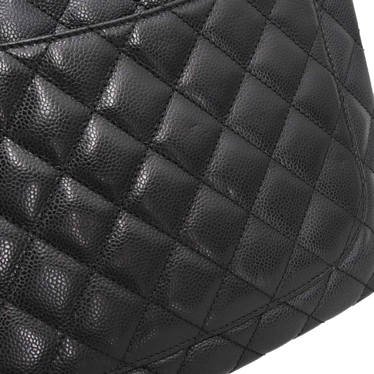 Chanel Black Caviar Skin Grand Shopping Tote GST Chain Handbag