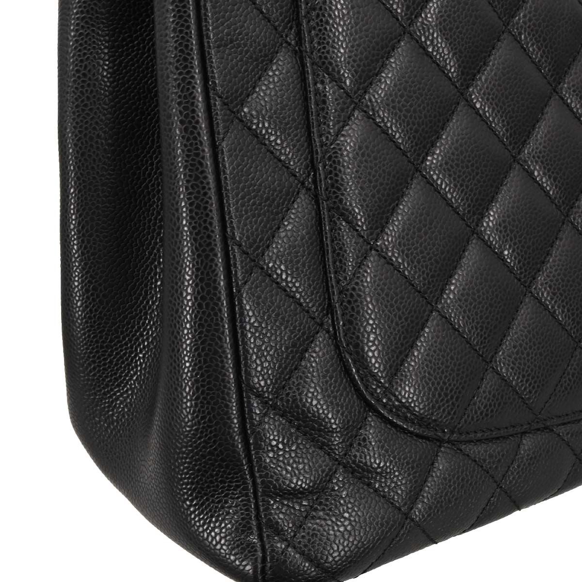 Chanel Black Caviar Skin Grand Shopping Tote GST Chain Handbag