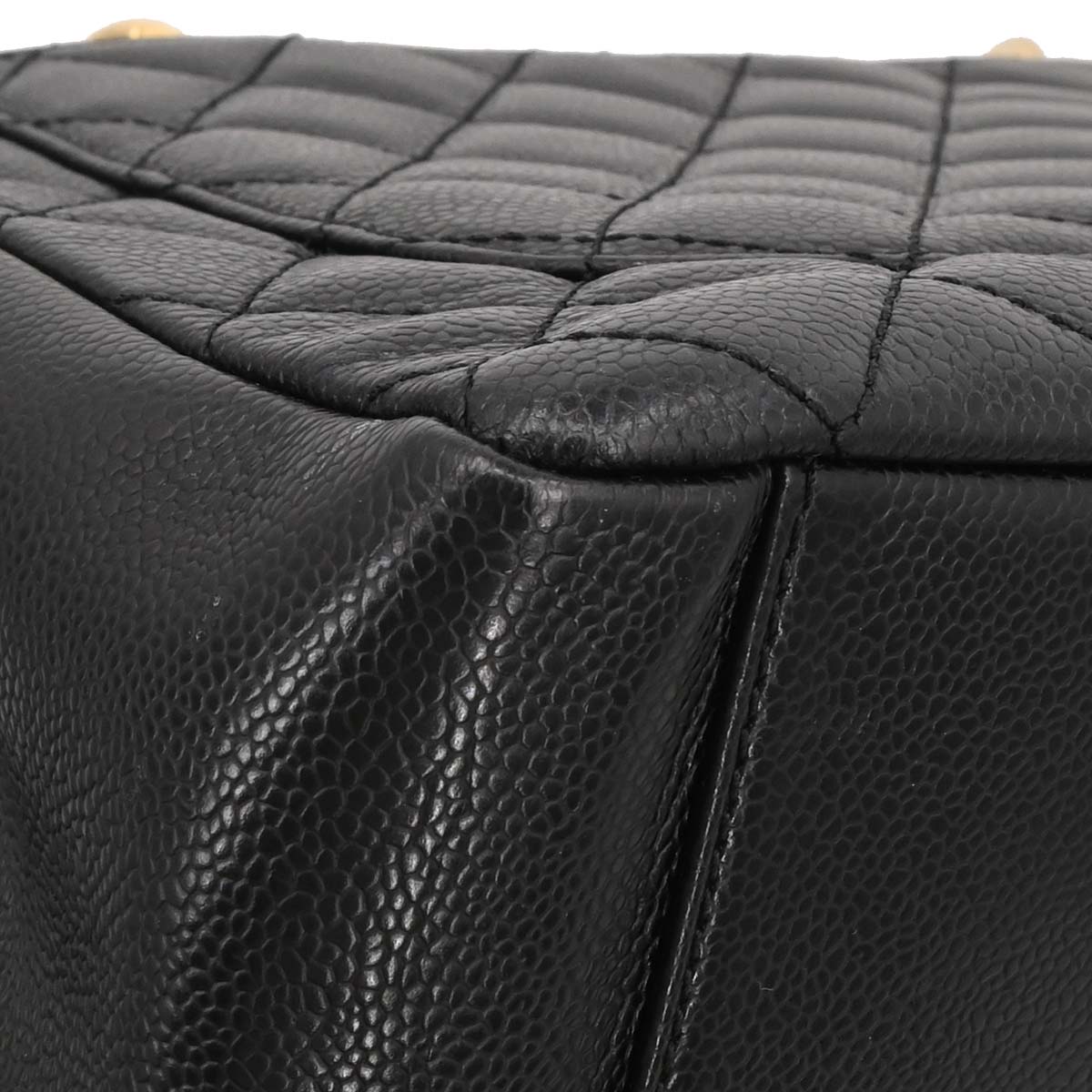 Chanel Black Caviar Skin Grand Shopping Tote GST Chain Handbag