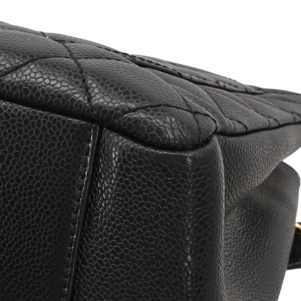 Chanel Black Caviar Skin Grand Shopping Tote GST Chain Handbag