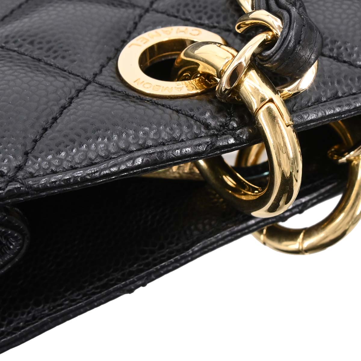 Chanel Black Caviar Skin Grand Shopping Tote GST Chain Handbag