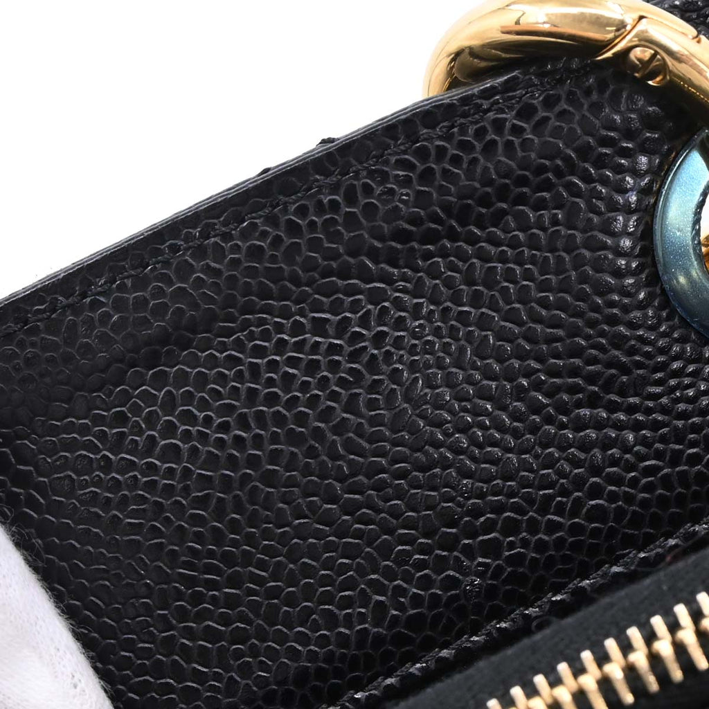 Chanel Black Caviar Skin Grand Shopping Tote GST Chain Handbag