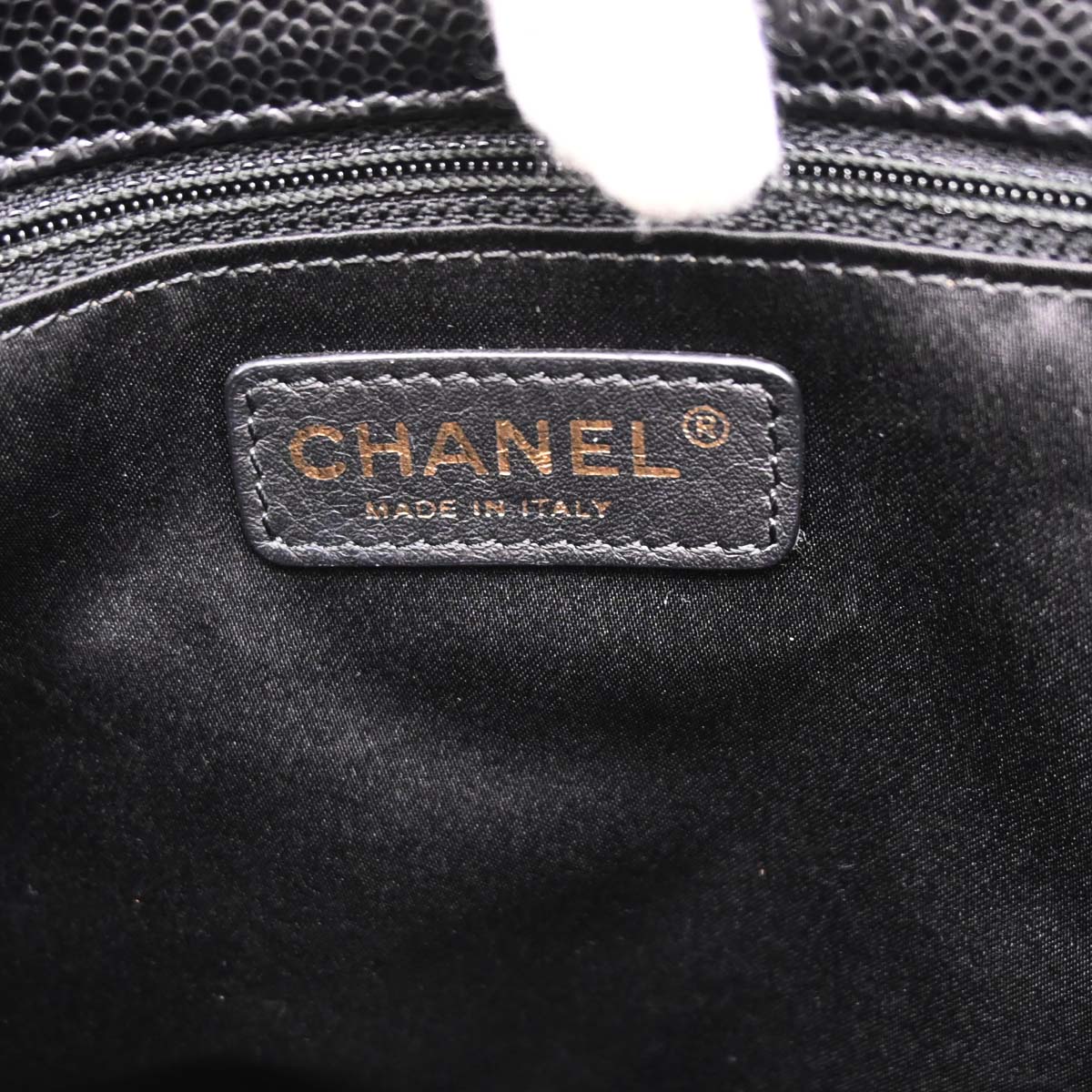 Chanel Black Caviar Skin Grand Shopping Tote GST Chain Handbag