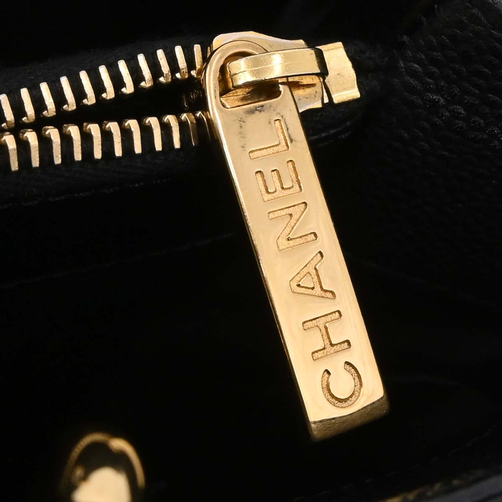Chanel Black Caviar Skin Grand Shopping Tote GST Chain Handbag