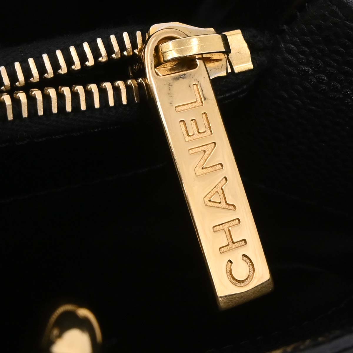 Chanel Black Caviar Skin Grand Shopping Tote GST Chain Handbag