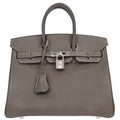 Hermes Etain Blue Thalassa Epsom Birkin 25 Verso Handbag