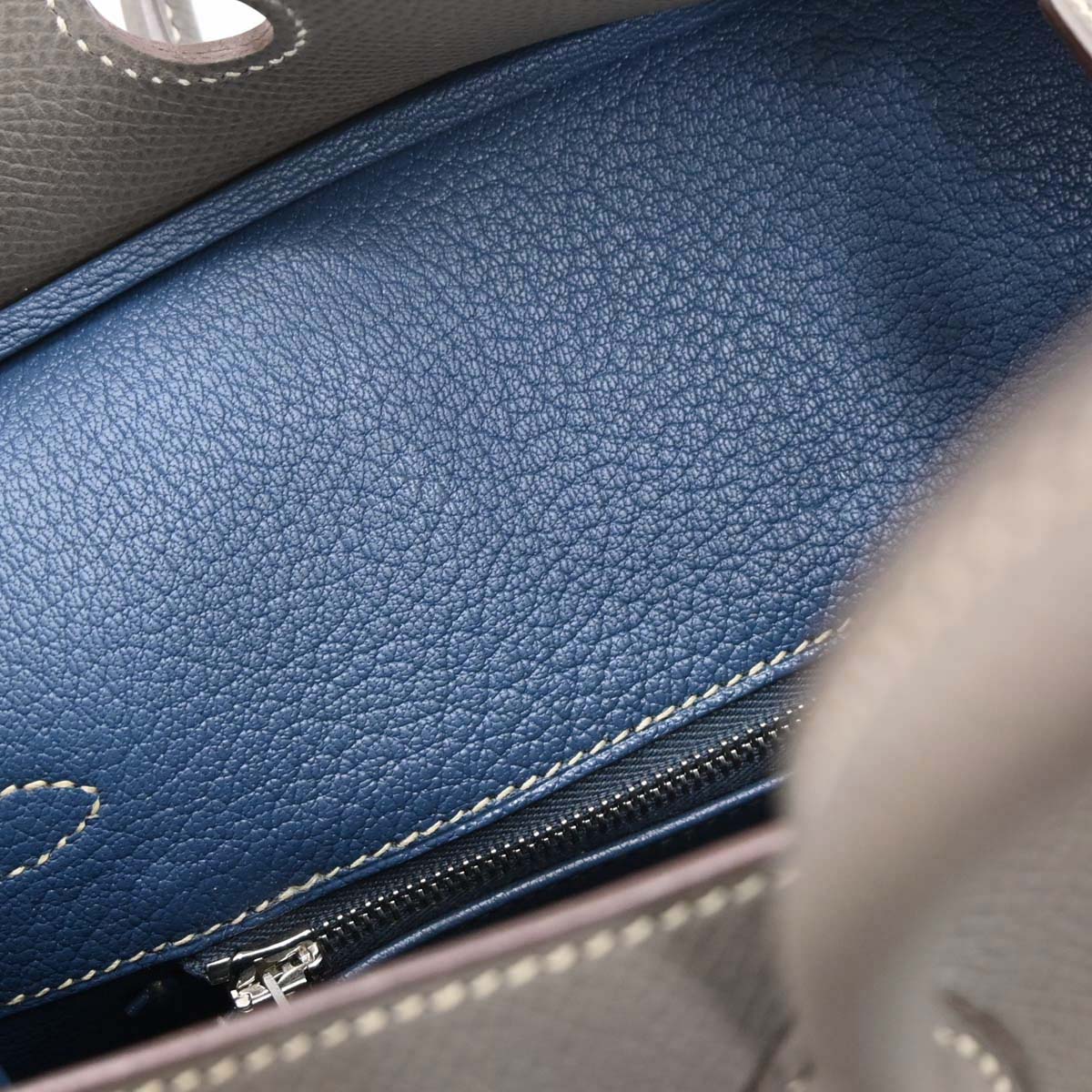 Hermes Etain Blue Thalassa Epsom Birkin 25 Verso Handbag