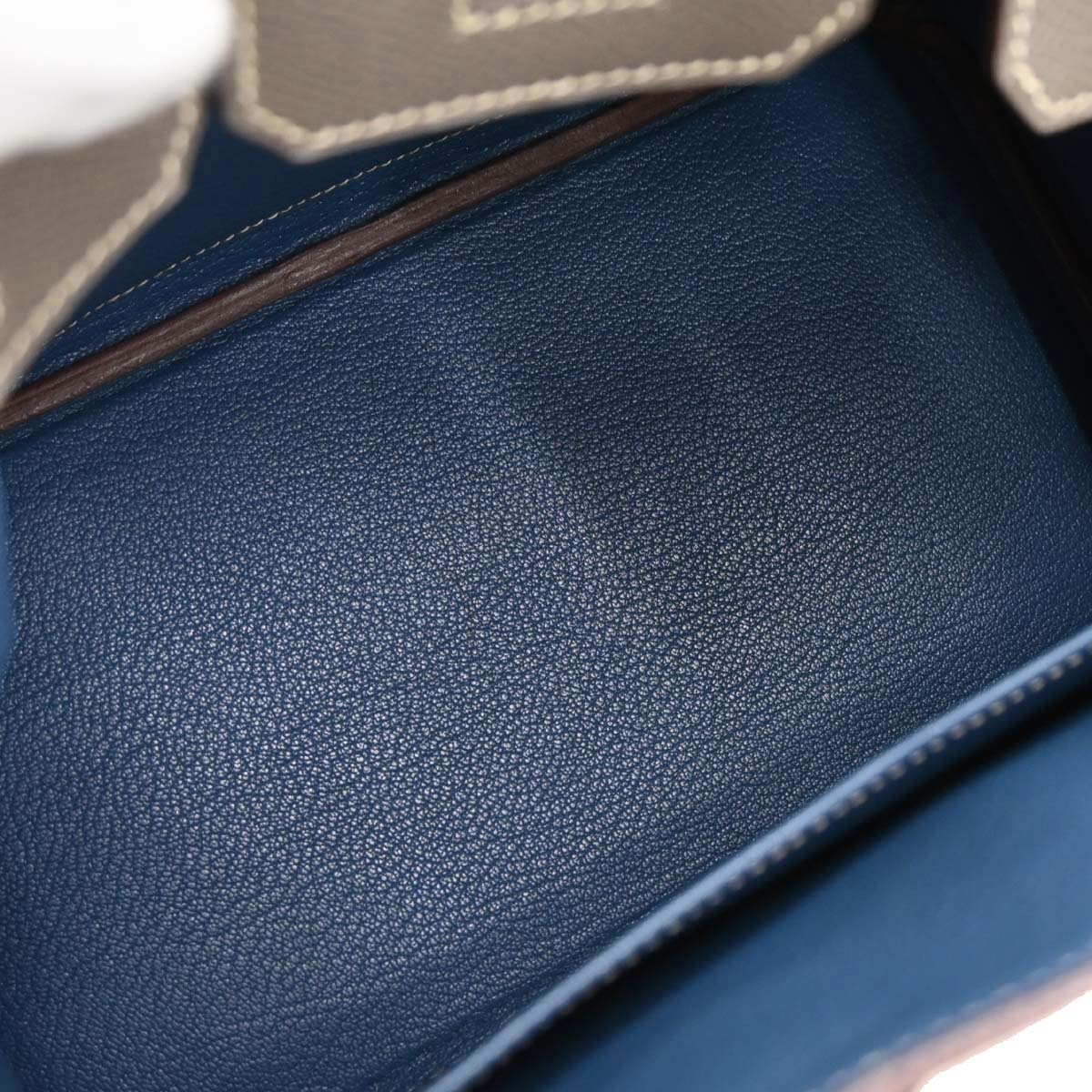 Hermes Etain Blue Thalassa Epsom Birkin 25 Verso Handbag