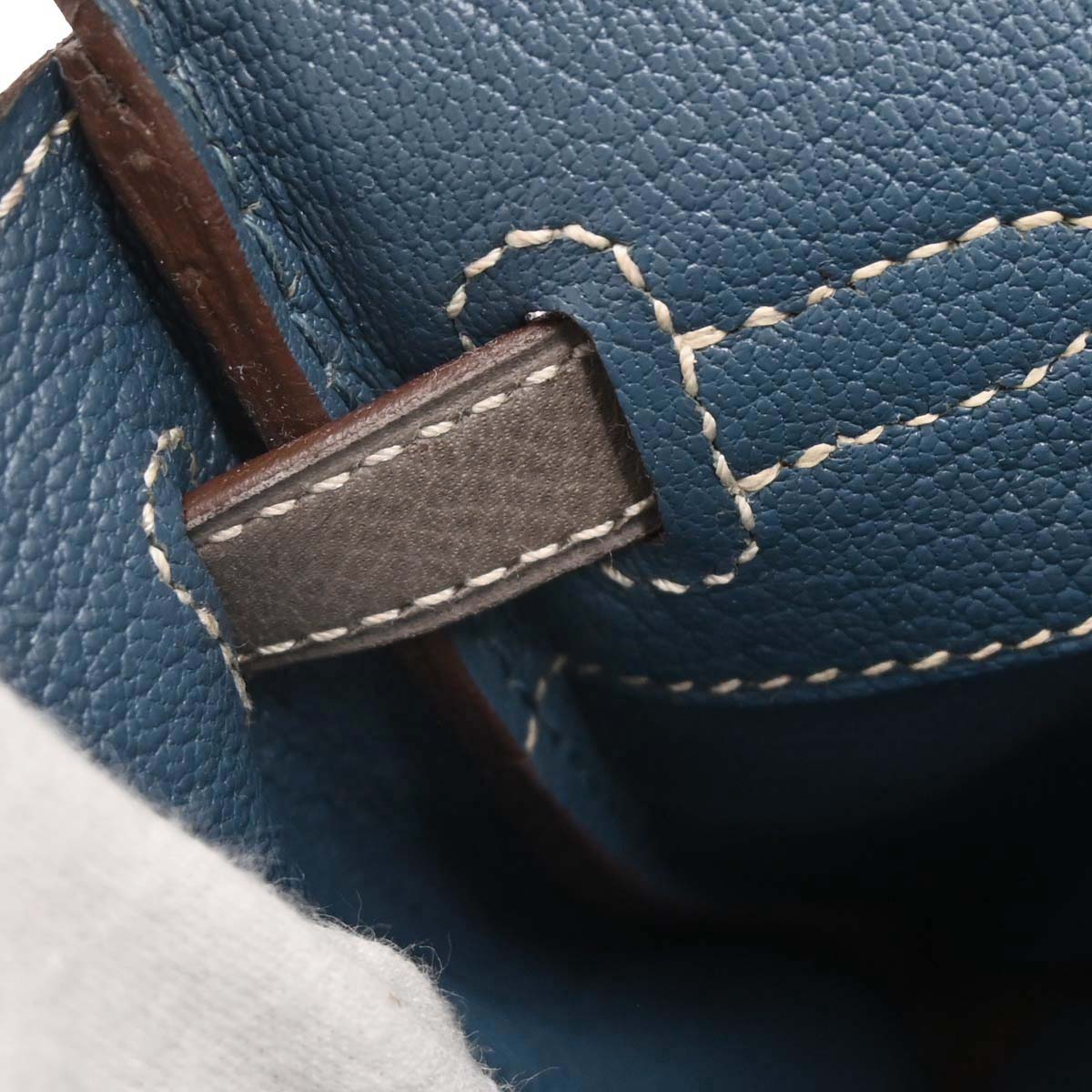 Hermes Etain Blue Thalassa Epsom Birkin 25 Verso Handbag