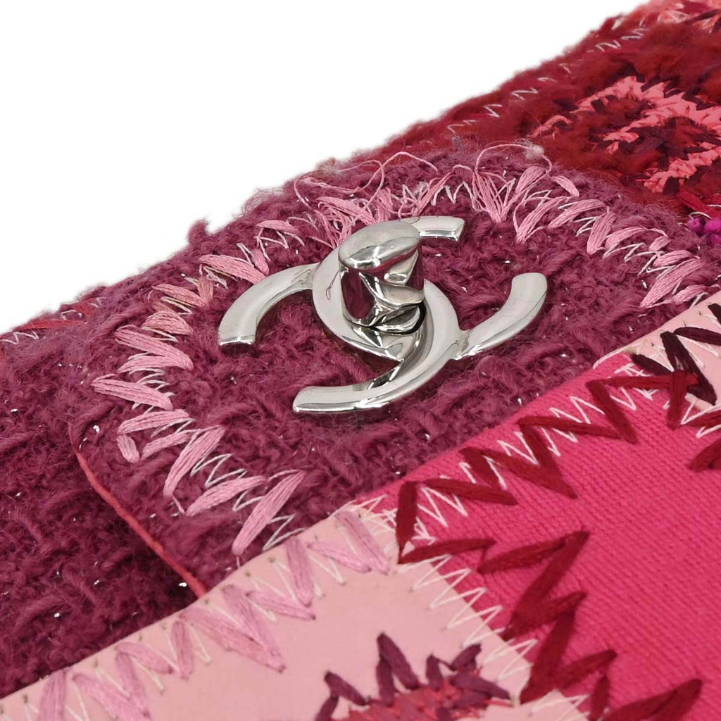 Chanel Pink Tweed Patchwork Shoulder Bag