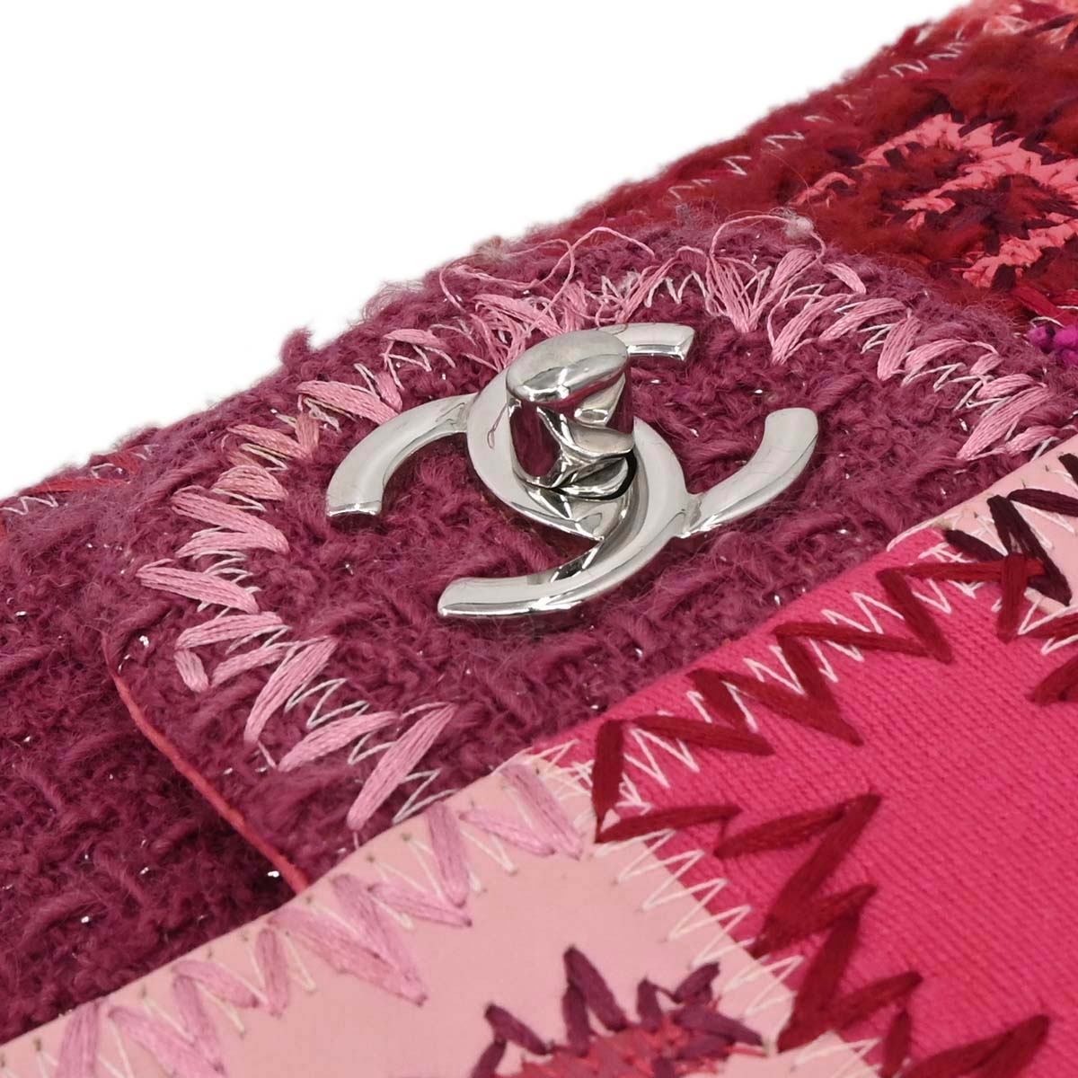 Chanel Pink Tweed Patchwork Shoulder Bag