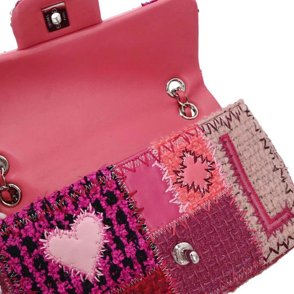 Chanel Pink Tweed Patchwork Shoulder Bag
