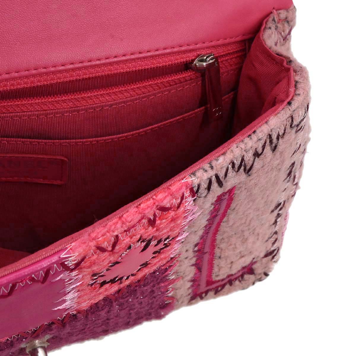 Chanel Pink Tweed Patchwork Shoulder Bag