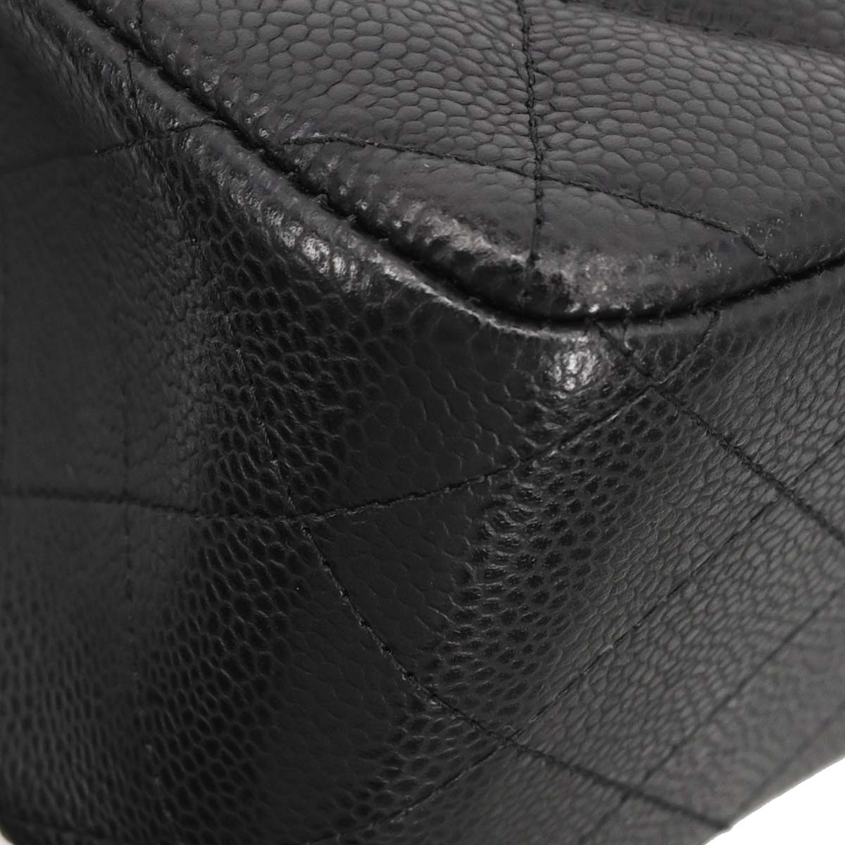 Chanel Black Caviar Skin Jumbo Classic Double Flap Shoulder Bag