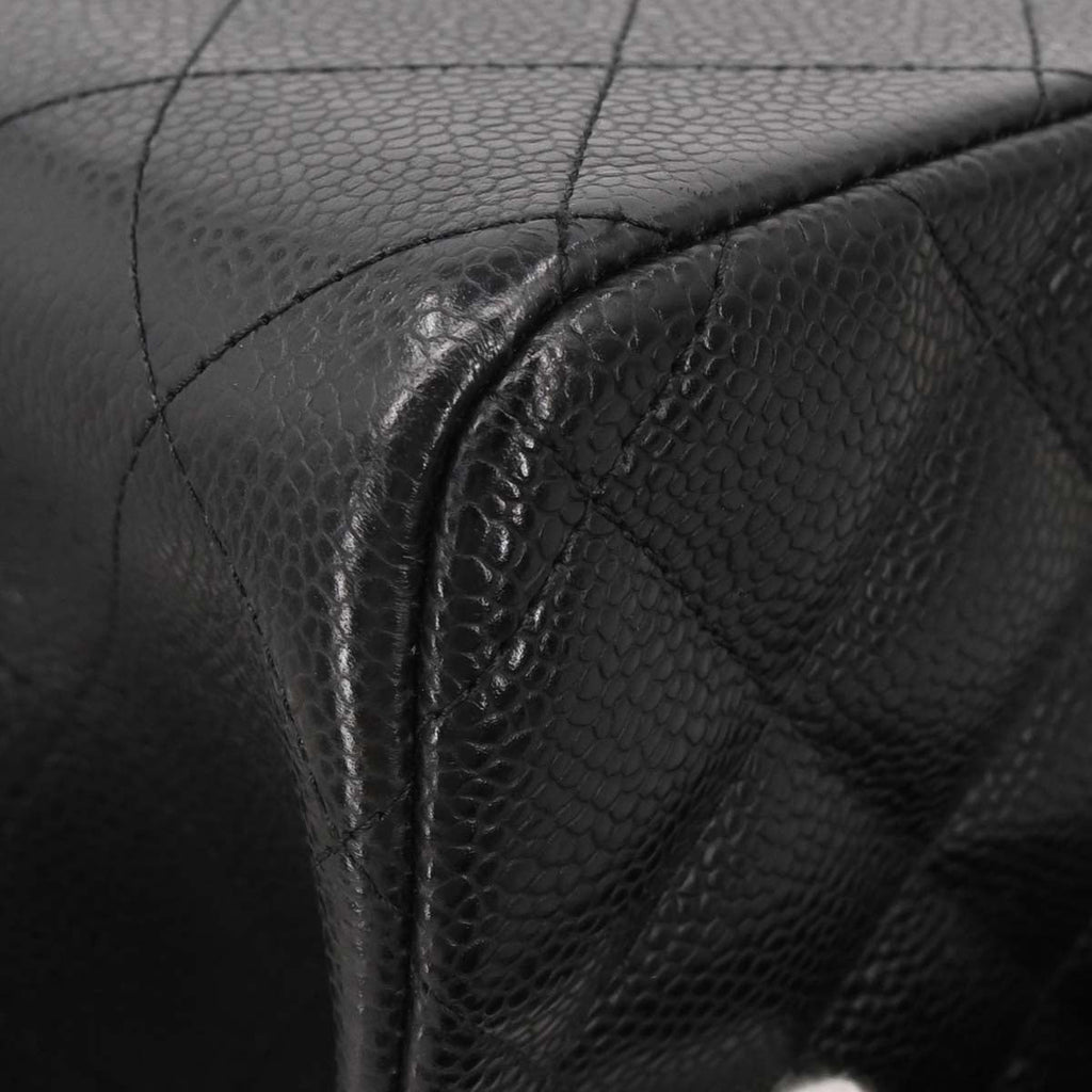 Chanel Black Caviar Skin Jumbo Classic Double Flap Shoulder Bag