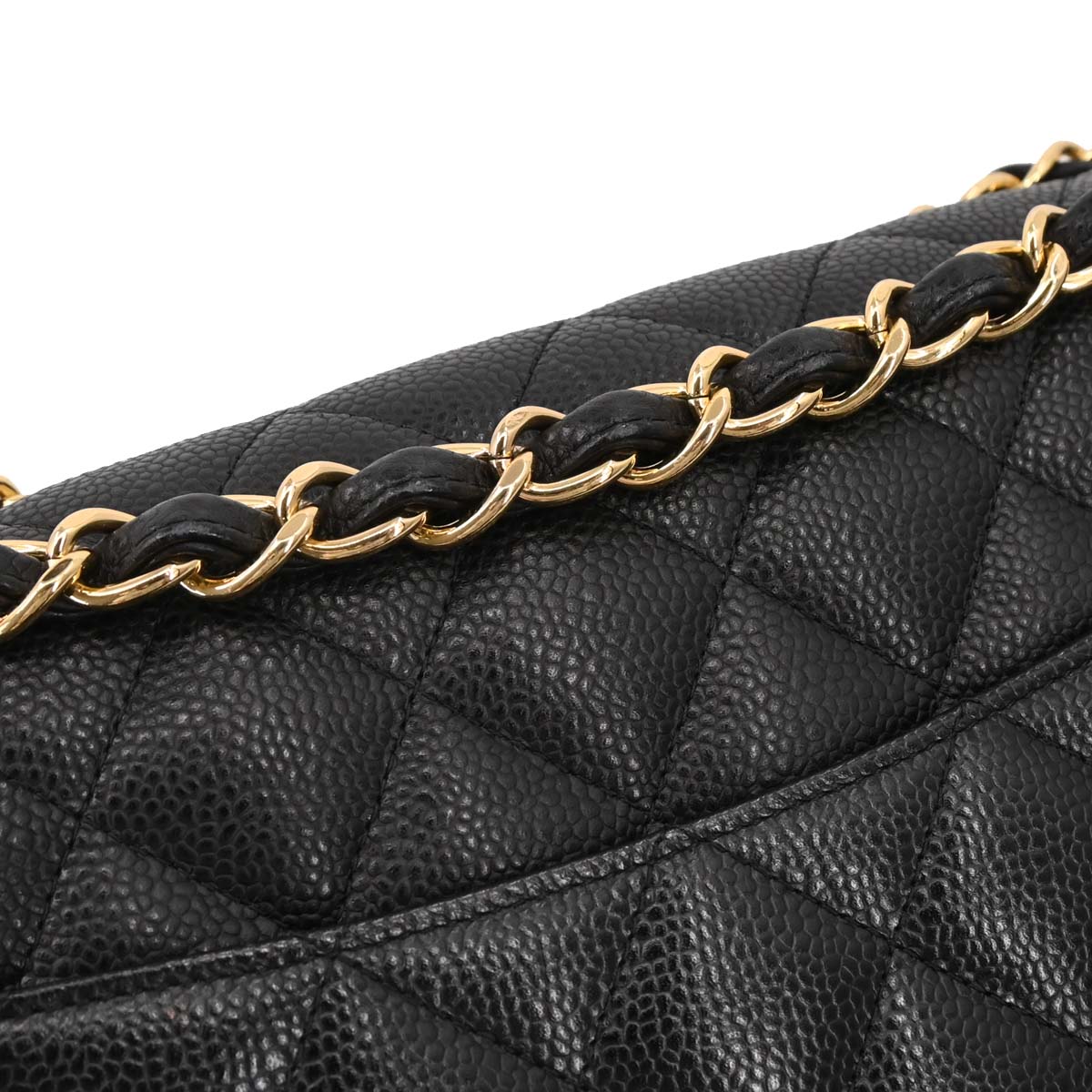 Chanel Black Caviar Skin Jumbo Classic Double Flap Shoulder Bag