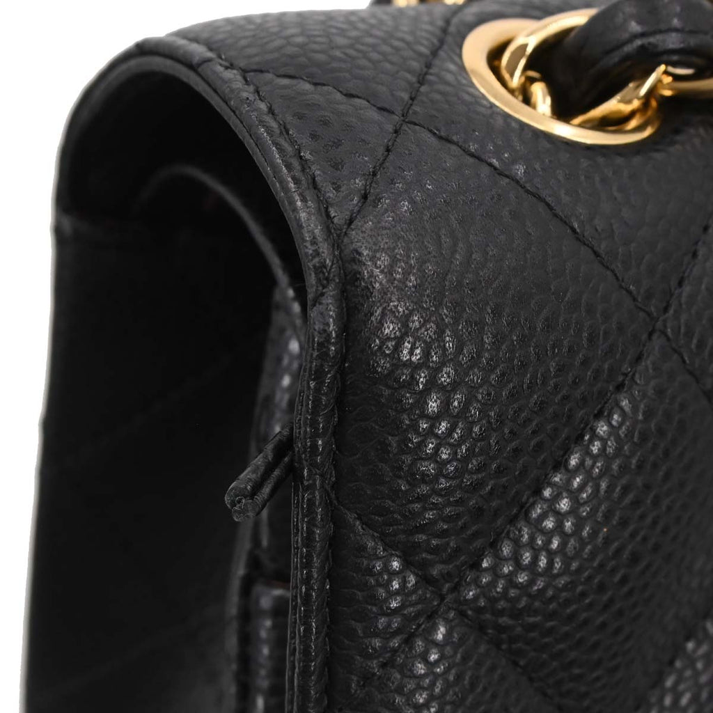Chanel Black Caviar Skin Jumbo Classic Double Flap Shoulder Bag