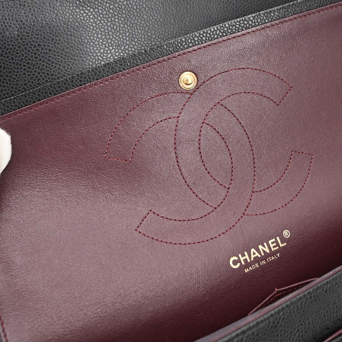Chanel Black Caviar Skin Jumbo Classic Double Flap Shoulder Bag