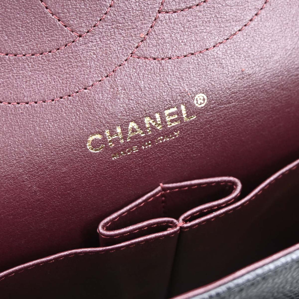 Chanel Black Caviar Skin Jumbo Classic Double Flap Shoulder Bag