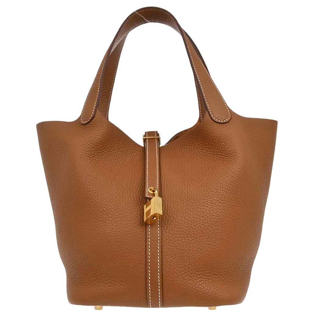 Hermes Gold Taurillon Clemence Picotin Lock 22 MM Handbag