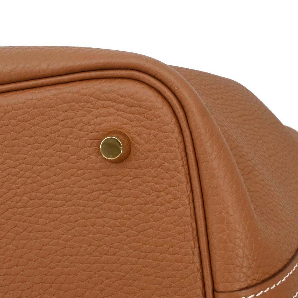 Hermes Gold Taurillon Clemence Picotin Lock 22 MM Handbag