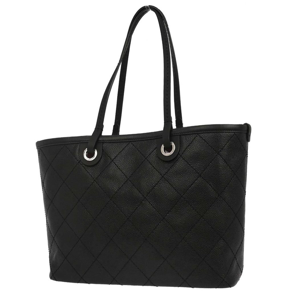 Chanel Black Caviar Skin On The Road Shopping Fever Tote Bag