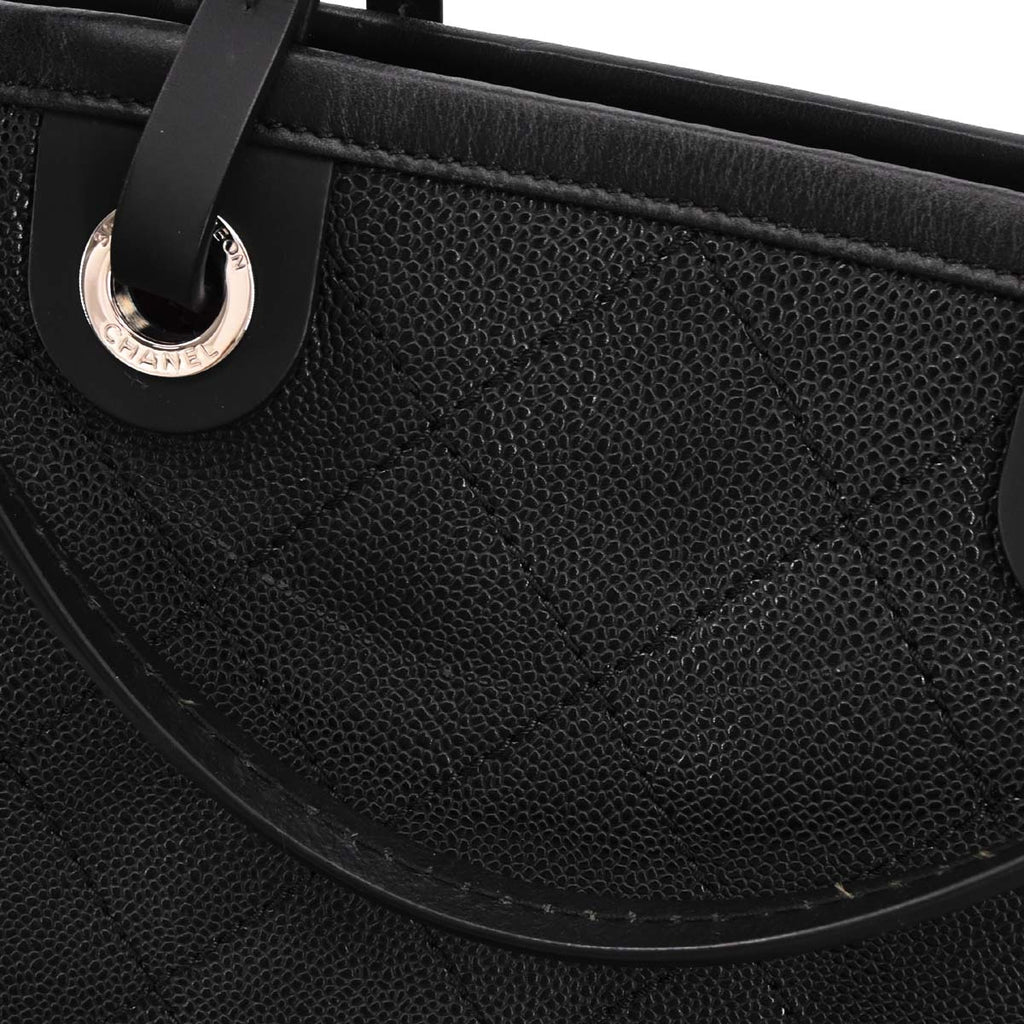 Chanel Black Caviar Skin On The Road Shopping Fever Tote Bag