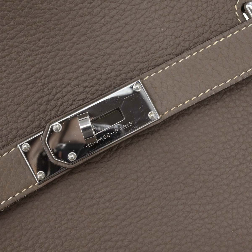Hermes Etoupe Taurillon Clemence Jypsiere 34 Shoulder Bag