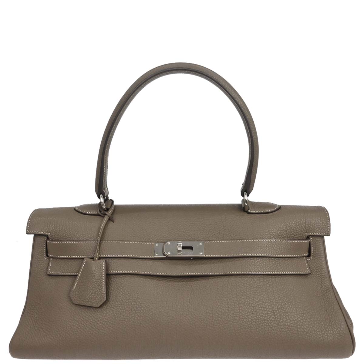 Hermes Etoupe Gray Togo Shoulder Kelly Handbag