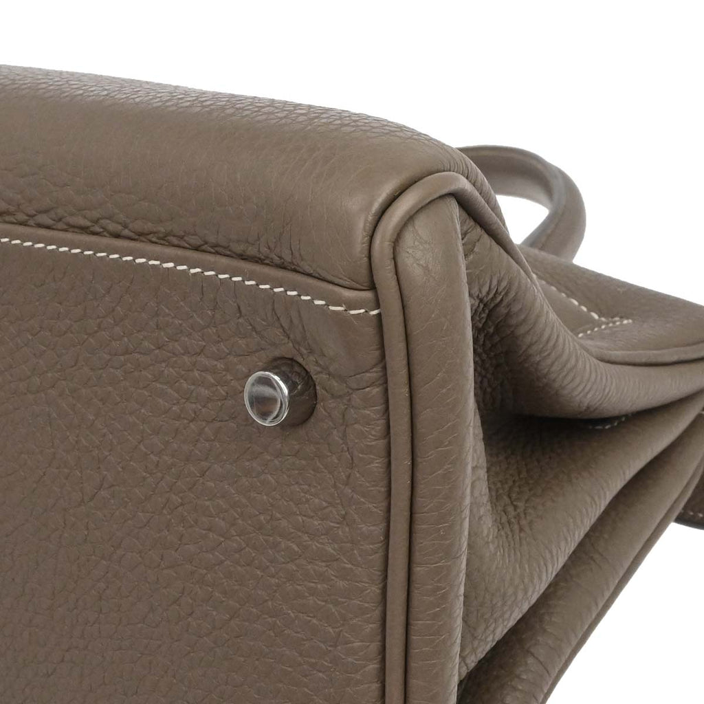 Hermes Etoupe Gray Togo Shoulder Kelly Handbag