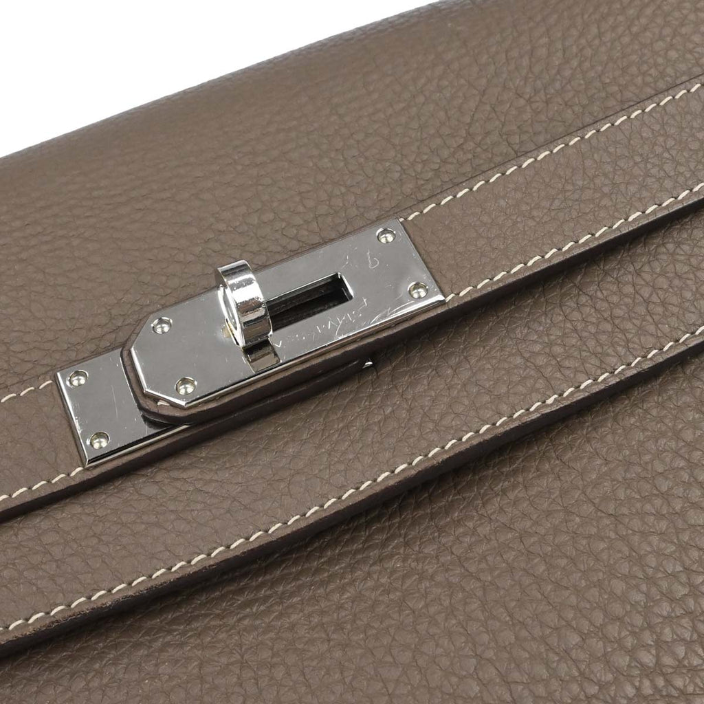 Hermes Etoupe Gray Togo Shoulder Kelly Handbag