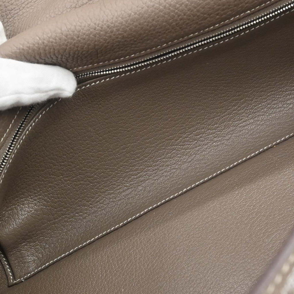 Hermes Etoupe Gray Togo Shoulder Kelly Handbag