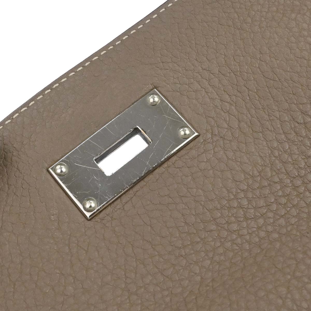 Hermes Etoupe Gray Togo Shoulder Kelly Handbag