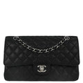 Chanel 2014 Black Caviar Skin Medium Classic Double Flap Shoulder Bag