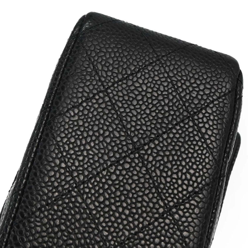 Chanel 2014 Black Caviar Skin Medium Classic Double Flap Shoulder Bag